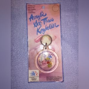 Vintage 1984 Olympics Acrylic Keychain in Package